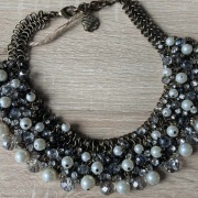 Kolia perły kryształy cekiny ciężkie ozdobne eleganckie vintage