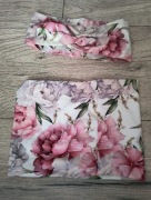 Komplet komin+ opaska wiosna kwiaty bawełna dresówka 52-54