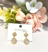 Złote eleganckie kolczyki damskie ze  stali chirurgicznej 