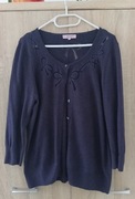 Sweterek rozpinany fioletowy z wełną M&S Per Una rozmiar 42/XL/14