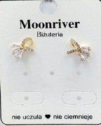 Kolczyki złote kokardki z cyrkoniami Moonriver