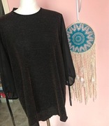 Bluzka damska czarna z brokatem złotym biust 130