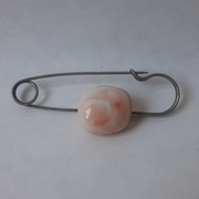 Vintage broszka agrafka spinka z agatem 7cm / 22mm posrebrzane lata 80