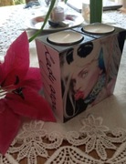 Lady Gaga świecznik drewniany