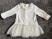 Biała welurowa sukienka dla dziewczynki 6 miesiecy/ r.67