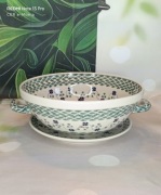 Cedzak duży durszlak miska na owoce z podstawką ceramika Bolesławiec  