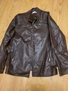 Brązowa skórzana kurtka męska, r. L