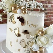 Topper piker na tort złote stopy stópki 3 szt