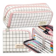 piórnik szkolny duży do szkoły saszetka na przybory trzykomorowa różowy