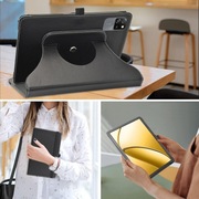 Etui obrotowe 360° na tablet 11" – eleganckie czarne, skóra ekologiczna