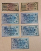 Banknoty Marki: 1000 -1922r. x2,  100 -1908r. x5