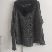 Sweter melanżowy z misiowym kołnierzem L XL