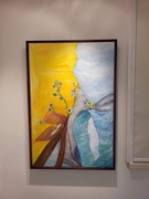 wzajemne współistnienie, technika własna, akryl, rok 2022, 90/60cm