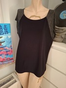 44 XXL vintage błyszcząca czarna srebrna bluzka retro imprezowa na impreze