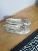 Baleriny damskie skórzane złote 39 