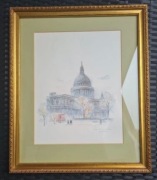 Śliczny Obrazek ręcznie narysowany Anglia drewniana rama 