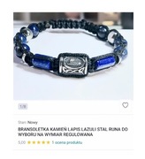 BRANSOLETKA RUNA DO WYBORU KAMIEŃ LAPIS LAZULI NA WYMIAR PUDEŁKO STAL 316L 