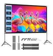 Przenośny Ekran do Projektora 100 cali ze statywem 16:9, 4K HD + torba 