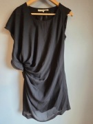 Sukienka asymetryczna krótka, czarna z marszczeniami MONNARI  jak nowa