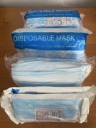 Kilka nowych opakowań maseczek jednorazowych, sterylnych, zapakowanych