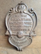 Tablica znamionowa, żeliwna firmy Dampfkessel-Werke z 1898r. 