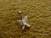 Kolczyk DO PĘPKA motylek  srebro 925 cyrkonia stal 