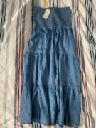 Jeansowa sukienka letnia RESERVED odkryte ramiona maxi M nowa z metkami