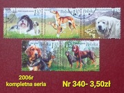 Znaczki fauna:340: psy ,,Światowa Wystawa Psów Rasowych,,- Polska 2006r 