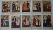 Zestaw 10 widokówek Polskie Stroje Ludowe  ok 1954r - bez obiegu