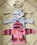 Sweterki 3-szt,rozpinane,dla dziewczynki. R. 62-68