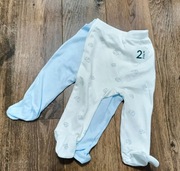 Dwie pary nowych półśpioszków błękitne i kremowobiałe rozmiar 74 