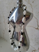 Naszyjnik PRL Korale Koraliki Szklane Czarno Białe Vintage Porządne 