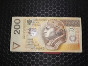 Banknot 200zł seria YB zastępcza testowa próbna