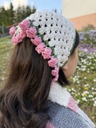 Bandana rękodzieło chusta w kwiaty na głowę na wakacje festiwal plażę