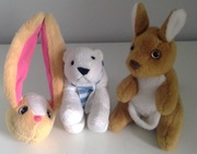 Pluszowa maskotki  - kangur, miś  polarny, króliczek 