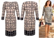 Piękna jasna sukienka w geometryczny wzór 48