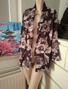 TU 46 szara czarna marynarka w kwiaty w róże żakiet blezer rose print boho