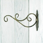 Wieszak Hak Uchwyt metalowy kuty na doniczkę - Czarny + Złota Patyna (W72)