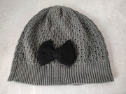 Czapka damska szara z kokardką ażurowa lekka