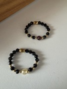 2 szt pierścionków kamienie naturalne czarny turmalin granat cytryn 16/17