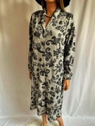 Elegancka koszulowa sukienka Damart 2XL 44 szaro-czarna midi plus size