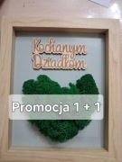 Dzień Babci i Dziadka Prezent z mchu serce zielone w ramce