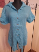 Koszula tunika turkusowa 80% len