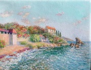 Świąteczny prezent,obraz olejny ręcznie malowany od autora,pejzaż morski