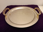 Platerowana taca ze złoconymi uchwytami 