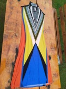 Wzorzysta kolorowa sukienka na ramiączka długa maxi Wallis L 40 