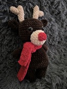 Własnoręcznie wykonany na szydełku Renifer Rudolf Czerwononosy Pluszak