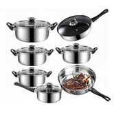 KOMPLET GARNKÓW KUCHENNYCH ZESTAW + PATELNIA POKRYWKI 