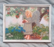 Obraz haftowany koralikami – aniołek