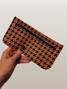 Saszetka Skórzana Pepitka Ręcznie Szyta Unikat Etui na Zamek Pomarańczowa